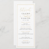 金ゴールドブラックシンプルエレガンスロマンチックスクリプ結婚ト メニュー (正面/裏面)