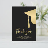 金ゴールドブラックシンプル卒業キャ感謝していップスクリプト サンキューカード (スタンド正面)