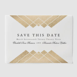 金ゴールドブラックジオメトリックギャツビー日付を保存 ベラム紙招待状