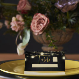 金ゴールドブラックスエレガントクリプト文字列ライト プレイスカード