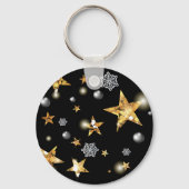 金ゴールドブラックスターズカスタムクリスマスギフト キーホルダー (裏面)