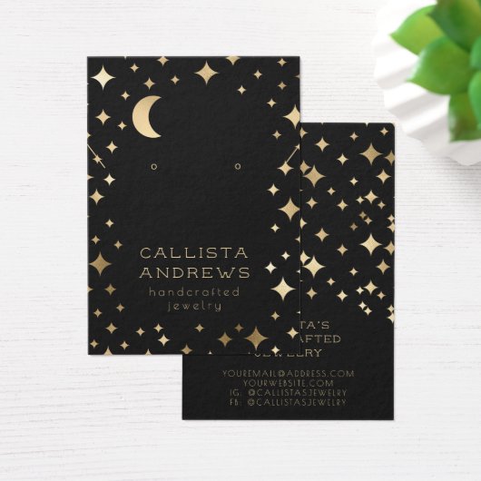 金ゴールドブラックスターズムーンイヤリングネックレスディスプレイ (デスク)