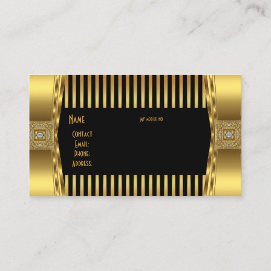 金ゴールドブラックストライプジュエル会社 名刺 (裏面)
