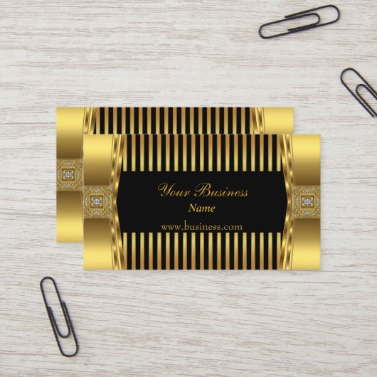 金ゴールドブラックストライプジュエル会社 名刺 (正面/裏面インサイチュ)