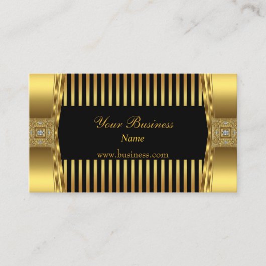 金ゴールドブラックストライプジュエル会社 名刺 (正面)