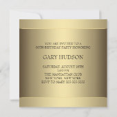 金ゴールドブラックストライプマンズ50thバースデーパーティー 招待状 (裏面)