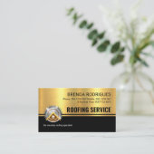 金ゴールドブラックストライプルーフィングビルダー 名刺 (スタンド正面)