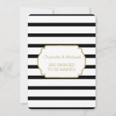 金ゴールドブラックストライプ婚約パーティ招待状 招待状 (裏面)