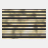 金ゴールドブラックストライプ水玉模様紙吹雪パターンシック ラッピングペーパーシート (正面)