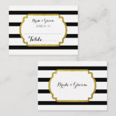 金ゴールドブラックストライプ結婚のテーブル場所設定カード プレイスカード (正面/裏面)