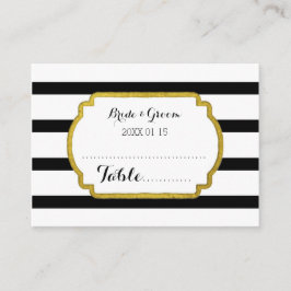 金ゴールドブラックストライプ結婚のテーブル場所設定カード プレイスカード
