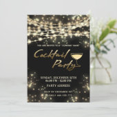 金ゴールドブラックストリングライト企業のカクテルパーティー 招待状 (スタンド正面)