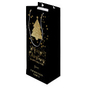 金ゴールドブラックスパークルズメリークリスマスツリー ワインギフトバッグ (裏面アングル)
