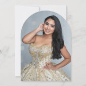 金ゴールドブラックスパークルフォトキンセアニェラバルーン 招待状 (裏面)