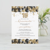 金ゴールドブラックスパークルフォトキンセアニェラバルーン 招待状 (スタンド正面)