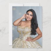 金ゴールドブラックスパークルフォトキンセアニェラバルーン 招待状 (裏面)