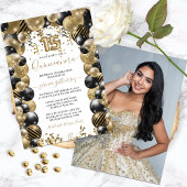 金ゴールドブラックスパークルフォトキンセアニェラバルーン 招待状