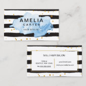 金ゴールドブラックスプラッシュフェミニン美容師サロン 名刺 (正面/裏面)