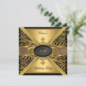 金ゴールドブラックゼブラヒョウ40歳パーティー 招待状 (スタンド正面)