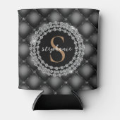 金ゴールドブラックダイアモンズモノグラムタフテッドラグジュアエレガントリー 缶クーラー (正面)