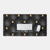金ゴールドブラックダイアモンドタフテカスタムィッドあなたの名前 デスクマット (キーボード&マウス)