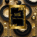 金ゴールドブラックダイヤモンドフローラ50周年記念パーティー 招待状<br><div class="desc">50周年結婚パーティの招待状。ダイヤモンドエレガントの花と黒の渦巻き注意：すべてのフラットイメージ！宝石を持って実在いない！</div>