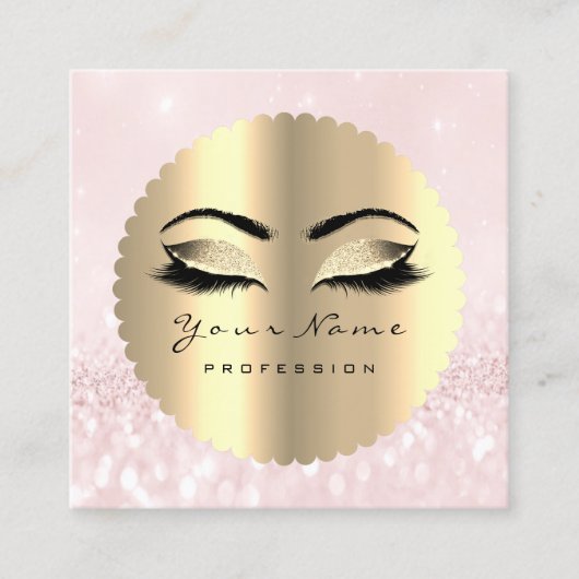 金ゴールドブラックダイヤモンドメイクアップアーティストラッズピンク スクエア名刺 (正面)