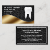 金ゴールドブラックダマスク歯科診療所歯科 名刺 (正面/裏面)