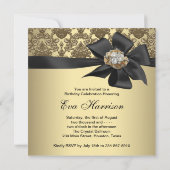 金ゴールドブラックダマスク50th誕生日パーティー 招待状 (裏面)