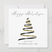 金ゴールドブラックツリーフォトクリスマスハッピーホリデー ノートカード (正面)