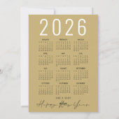 金ゴールドブラックツリー2026カレンダーメリークリスマス シーズンカード (裏面)