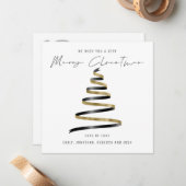 金ゴールドブラックツリー2026カレンダーメリークリスマス ノートカード (正面/裏面インサイチュ)