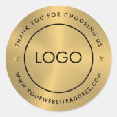 金ゴールドブラックテクスチャカスタムタイポグラフィ ラウンドシール (正面)