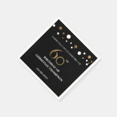 金ゴールドブラックテーマ60th birthday party スタンダードカクテルナプキン (角)
