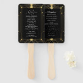 金ゴールドブラックデコグラムローリング20の結婚式 プログラム ハンドファン (正面&裏面)