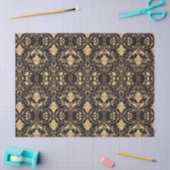 金ゴールドブラックデマスクゴシックレースパターン分離 薄葉紙 (クラフト)