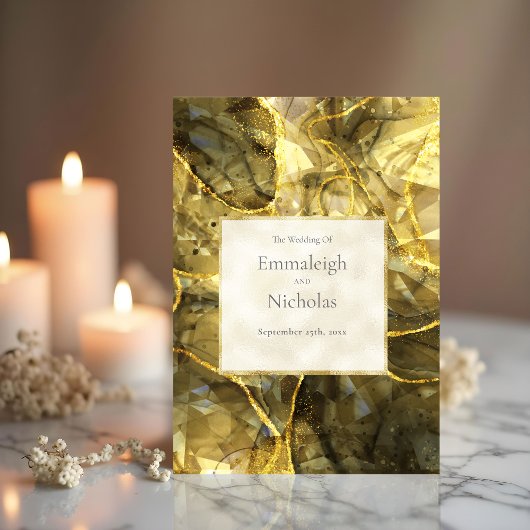 金ゴールドブラックトパズジェムストーン結婚式 プログラム