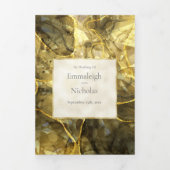 金ゴールドブラックトパズジェムストーン結婚式 プログラム (カバー)