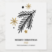 金ゴールドブラックドゥードルパイン枝クリスマス休暇 ワインラベル (シングルラベル)