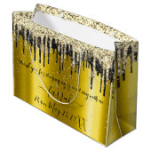 金ゴールドブラックドリップスフェイバー結婚式の引き出物 ラージペーパーバッグ (裏面アングル)