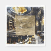 金ゴールドブラックナイトクラブパーティーブライダルシャワー スタンダードランチョンナプキン (正面)