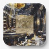 金ゴールドブラックナイトクラブパーティーブライダルシャワー ペーパープレート (正面)