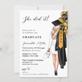 金ゴールドブラックナース写真彼女はそれを卒業した 招待状