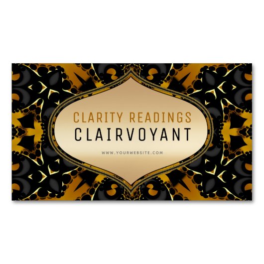 金ゴールドブラックニューエイジ幾何学の透視能力値 マグネット名刺 (正面)