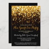 金ゴールドブラックハリウッドグラムニューイヤー大晦日パーティー 招待状 (正面/裏面)
