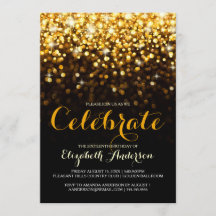 金ゴールドブラックハリウッドグラムSweet sixteen招待状