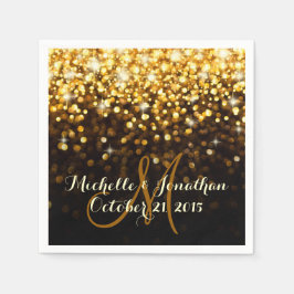 金ゴールドブラックハリウッドグリッツグラム結婚ズナプキン スタンダードカクテルナプキン