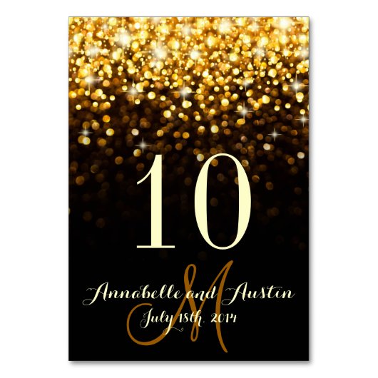 金ゴールドブラックハリウッドグリッツ結婚グラムズテーブルカード テーブルナンバー (正面)