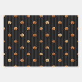 金ゴールドブラックハロウィンスパイダーパンプキン&こうもりパターン ラッピングペーパーシート (正面)