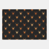 金ゴールドブラックハロウィンスパイダーパンプキン&こうもりパターン ラッピングペーパーシート (正面3)